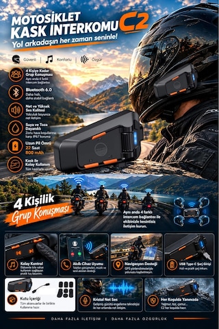 Universal Çoklu Bağlantı Intercom Motosiklet Kask Kulaklığı Bluetooth 6.0 Fm Radyolu Kulaklık 520 Mt