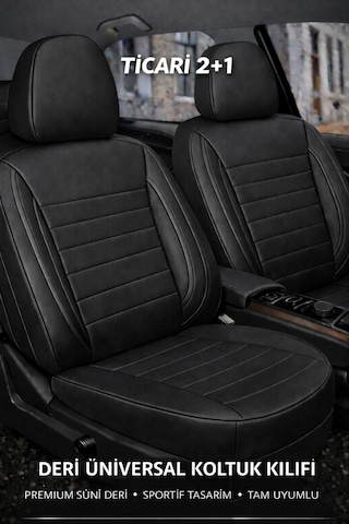 Ford Connect 2004-2010 2+1 Uyumlu Deri Koltuk Kılıfı Jetdrive Serisi Siyah