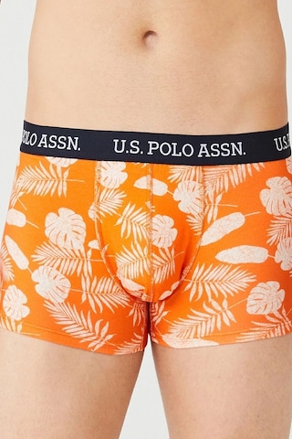 U.S. Polo Assn. Erkek Turuncu Baskılı - Lacivert - Turuncu 3'lü Boxer Turuncu- Turuncu Desenli- Lacivert