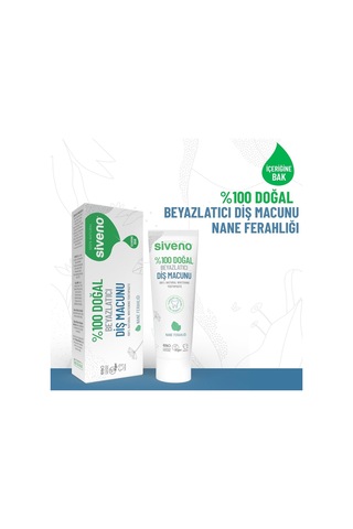 Siveno%100 Doğal Diş Macunu Beyazlatıcı Nane Ferahlığı Florürsüz 65 Gr Beyazlatma