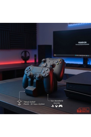 2 Li Gamepad Tutucu Standı Tüm Oyun Kollarıyla Uyumlu, 3d Yazıcı Üretimi Plastik Joystick Ve Kontrolcü Standı 3d Yazıcı
