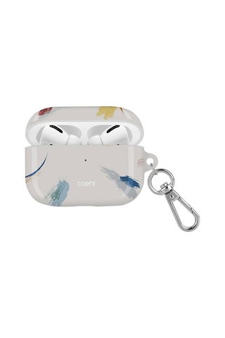 Apple Uyumlu AirPods Pro Kılıf Fırça Boya Desenli Coehl Reverie Kapak Gri