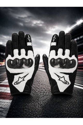 Gümrük Bey Alpinestars Smx-1 Air V2 Motosiklet Eldiveni L Beden Siyah/beyaz Korumalı Spor Eldiven