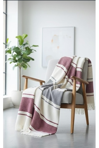 Livoras Home Dinarsu Cozy Life Pamuklu Tv Battaniyesi 130 X 170cm Vera Bordo