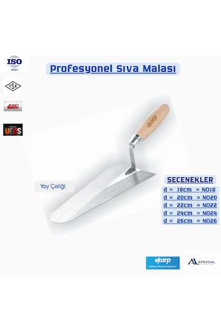 26 Cm Profesyonel Sıvacı Malası Yay Çeliği Ahşap Saplı İnşaat Sıva Duvar Mala