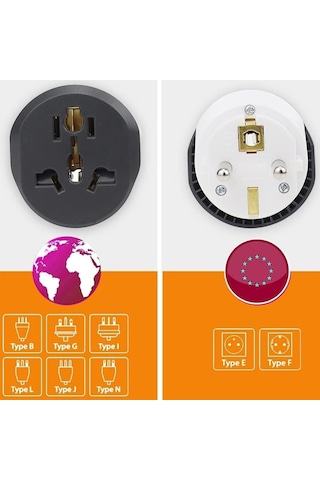 2 Adet Evrensel Uluslararası Priz Fiş Adaptör Çevirici 16a 250v Seyahat Fişi Dönüştürücü Adaptörü, 200'den Fazla Ülkede Abd/avustralya/uk, Ce Sertifikalı Çok Renkli