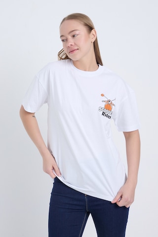 Velvoria Unisex Oversize Beyaz Scooter T-shirt