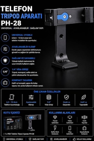 Pdx Telefon Tripod Aparatı Ph-28 Universal Ayarlanabilir
