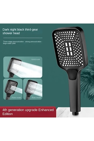 Kare Düğme Ayarlanabilir Duş Başlığı Gümüş: Süper Süper Şarjlı Duş Başlığı Kare Su Çıkışı Ev Tipi Su Isıtıcısı Tek Elle Sprey Duş Başlığı Siyah