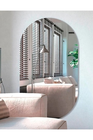 80 X 50 Cm Duvar Aynası, Dekoratif Ayna, Konsol Aynası, Hol Aynası, Dresuar Aynası 80 X 50 Gümüş Ovalayna Gümüş