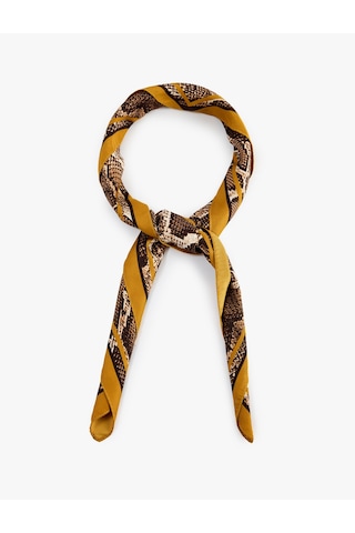Koton Yılan Derisi Desenli Kare Saten Fular Bandana Kahverengi 7wak50224aa Kahve