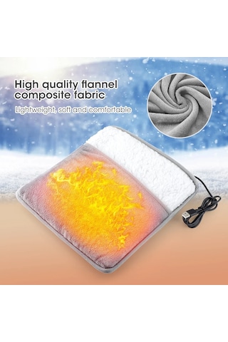 Kış Elektrikli Ayak Isıtma Pedi Usb Şarj Yumuşak Peluş Gri