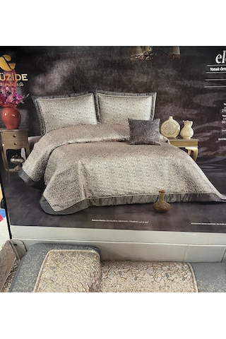 Güzide Ev Modası Klasik Yatak Örtüsü Elegans Duman Mavisi Duman Mavisi