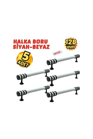 5 Adet Metal Halka Mobilya Çekmece Dolap Kulpu Siyah-beyaz 128mm Siyah - Beyaz