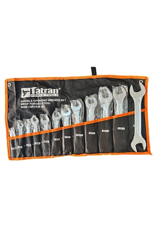 Bez Çantalı Açık Ağız Anahtar Seti 6-32 Mm, 12 Parça