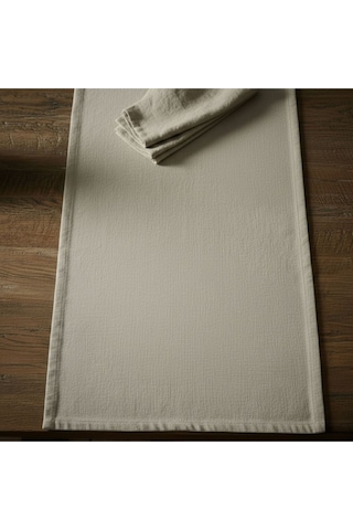 1 Adet Organik Pamuk Yıkanabilir Kumaş Runner 37x120 Krem