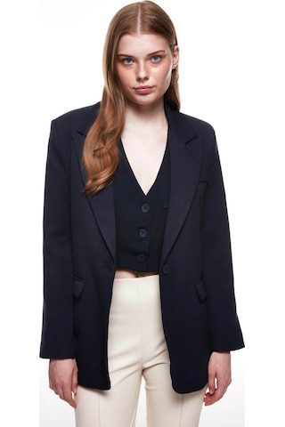 Quzu Oversize Lacivert Kadın Blazer Ceket 50873