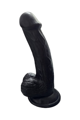 River World 19 Cm 'lik Dildo Testisli Realistik Siyah