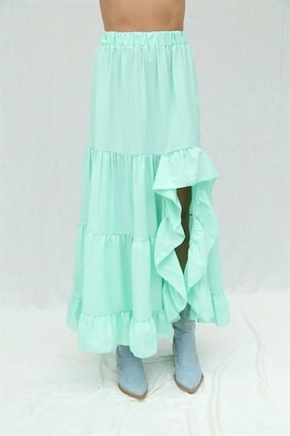 Audrey Fıfrlı Yırtmaç Detay Etek 4037 Mi Nt Yeşi Li