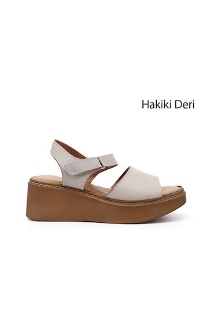 Gönderi(R) Gönderi R Krem Dolgu Taban Hakiki Deri Sandalet Krem