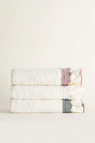 Ecocotton Alessa Krem/pudra/yeşil %100 Organik Pamuk 3 Parça Havlu Seti 30x50 Cm Krem - Yeşil