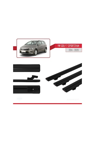 Volkswagen Golf 7 Sportsvan 2014-2020 Arası İle Uyumlu Basic Model Ara Atkı Tavan Barı Siyah 3 Adet