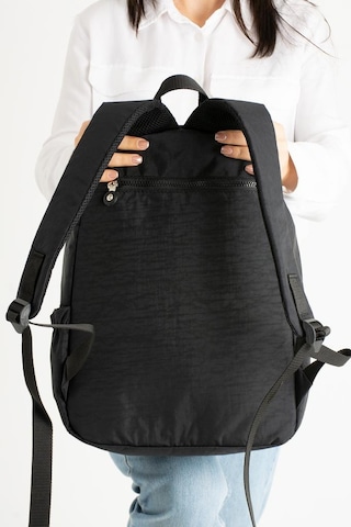 Unisex Okul Çantası Klinkır Kumaş Sırt Çantası Çok Cepli Hafif Yağmur Geçirmez 42 30 Cm Siyah