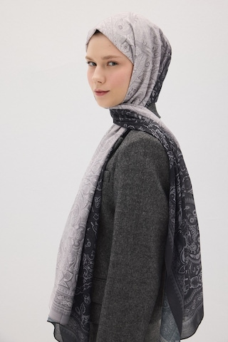 Mirsoy Scarf Eftelya Pamuk Etnik Desen Şal Gri