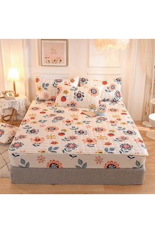 Yifomall Güneş Çiçeği Desenli Yorganlı Üçlü Yatak Örtüsü Seti - Kaymazsız, Toz Ve Kirlikten Koruyucu, Tam Kaplama, Ev Tekstili Toptan Satış Diğer