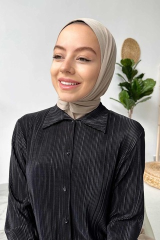 Kahijab Çıtçıtlı Bone - Vizon - Standart Vizon