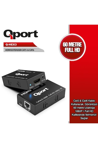 Qport Q-hex3 Hdmı Extender Cat6 60m 2 Li Paket