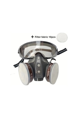 Willowhaven Gaz Maskesi + 10 Filtre Pedi Toz Boya Pestisit Kimyasallara Karşı Tam Yüz Solunum Maskesi