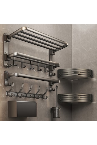 Banyo Havlu Askıları, Banyolar İçin 2 Katlı Havlu Askıları, Alüminyum Çay Havlu Askıları, Mutfak Tuvalet Otel Ofis İçin Çift Çubuklu Havlu Rafları Gri 60cm Gri