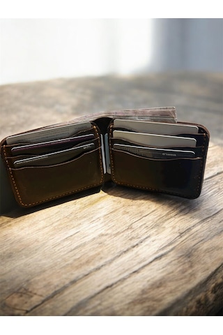Parla Leather Bifold El Yapımı Hakiki Deri Baba Cüzdanı Taba