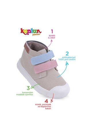 Kaptan Junior Kız Bebek Çocuk Botu Ortopedik İlkadım Kaymaz Taban Bmlk 550 Krem