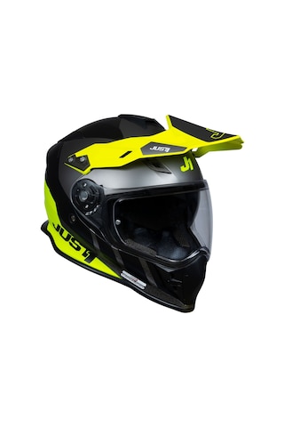 Just1 J34 Pro Outer Space Kapalı Motosiklet Kaskı Siyah Antrasit Sarı Gri - Sarı