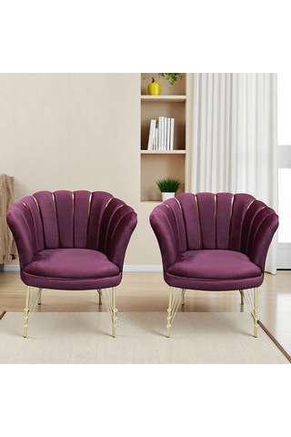 2 Tekli Bordo Kumaş Gümüş Metal Ayak - Balkon Ofis Bekleme Çay Seti Koltuk Takımı Bordo