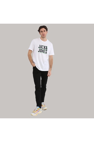 Jack & Jones Göğüs Logo Baskılı Tişört- Grow 12249613 Beyaz