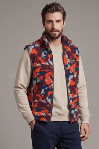 Genius Store Erkek Yelek İçi Şardonlu Sherpa Peluş Yelek Tam Fermuarlı Cepli Kuzu Outdoor Yelek Kırmızı
