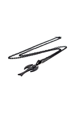 Mikail Meleği Melek Kanat Siyah Çelik Unisex Kolye Q0263