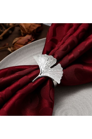 Shineyee Altın Ve Gümüş Metal Yaprak Desenli Dayanıklı Peçete Halkaları - 20'li Paket, Şık Sofra Aksesuarı Gümüş