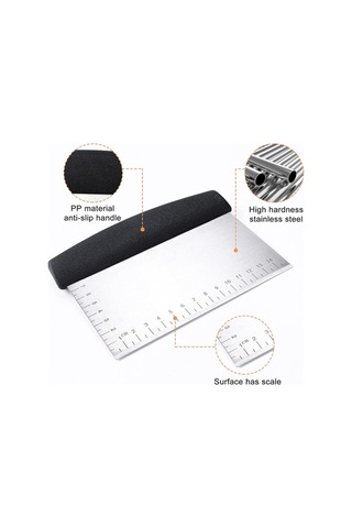 Hamur Pasta Tezgahı Kesici Kazıyıcı, Paslanmaz Çelik Pizza Kesici, Bulaşık Makinesi Uyumlu, Lazer Ölçekli, Siyah Siyah