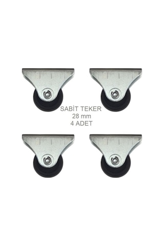 Ofis Koltuk Dolap Etejer İçin 28'lik Sabit Teker 4 Adet Siyah