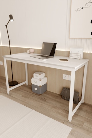 Çalışma Masası Bilgisayar Ofis Masası 60 X 140 Cm Beyaz - Beyaz