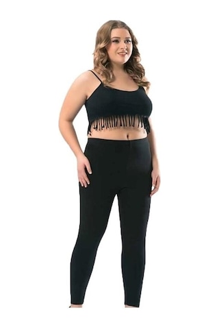 Kota Kadın Battal Boy Bayan Uzun Boy Tayt %100 Pamuklu-4000 Siyah