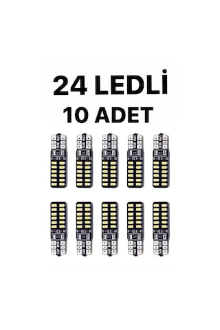 Sisa Senistesenal T10 Dipsiz (10 Adet) W5W 24 Ledli Canbus Beyaz Park Plaka Ampulü