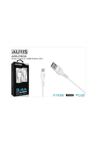 Auris ARS-CB06 Type-C 3.4 A Data Ve Şarj Kablosu 2 M