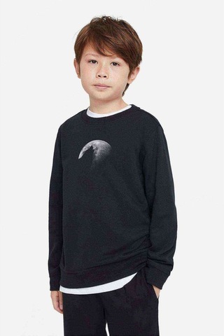 Tshirthane Kurt Dolun Ay Baskılı Unisex Çocuk Siyah Sweatshirt