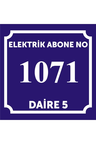 10x10 Cm Alüminyum Levha Doğalgaz Su Elektrik Abone No Daire Numarası Bilgi Levhası, Kişiye Özel Yazılı Kapı Levhası, Kırmızı Mavi