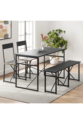 Mutfak Masası Bench Bank 120x60 Masa Set 2 Adet Sandalye Yemek Ma